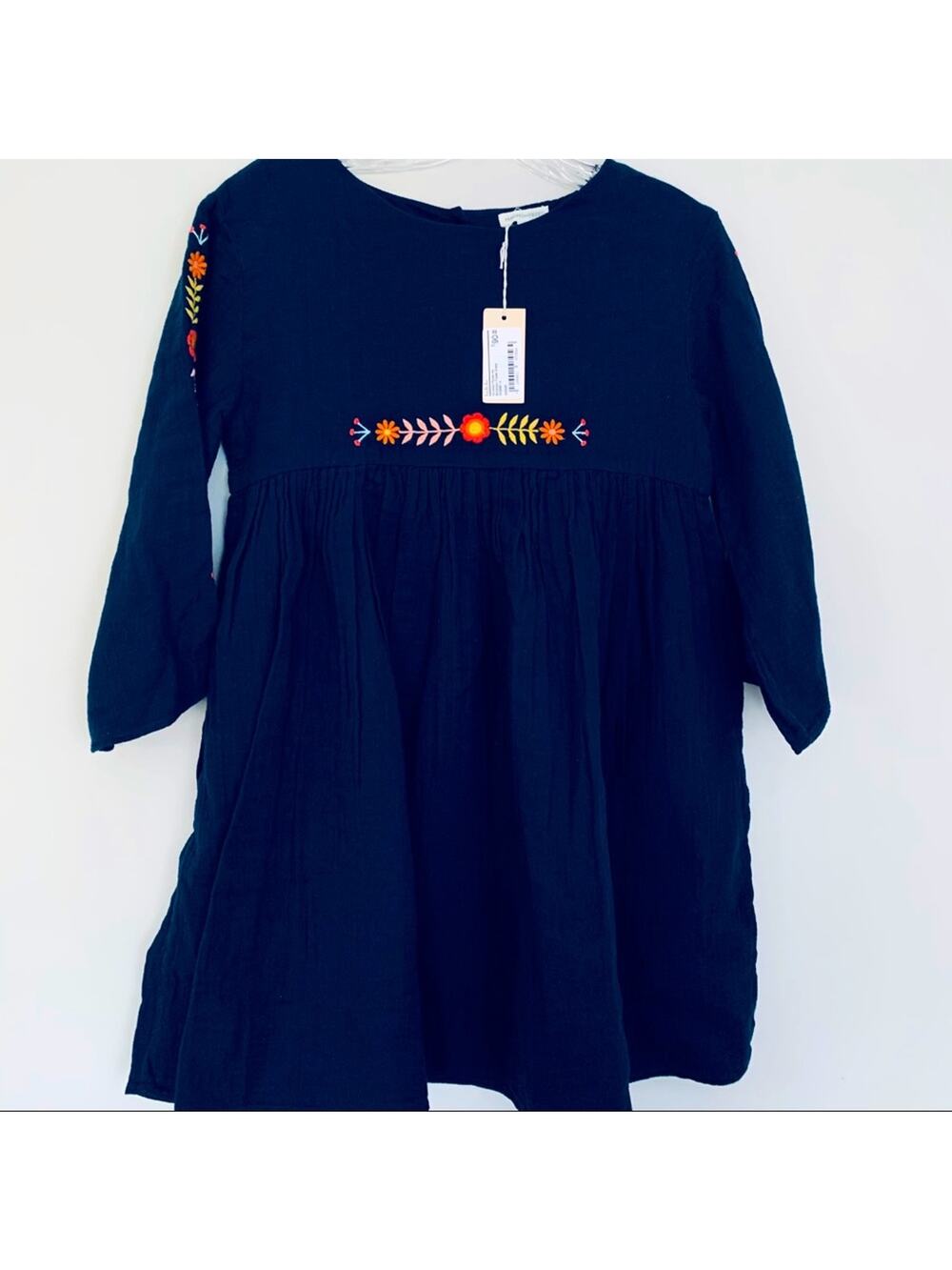 Hundred Pieces girls navy boho embroidered dress size 14